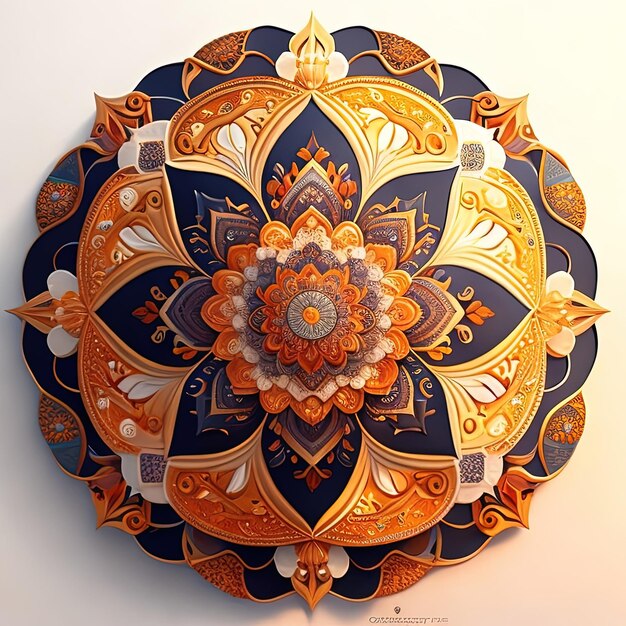 Reticolo orientale della mandala su una rappresentazione bianca del fondo 3d