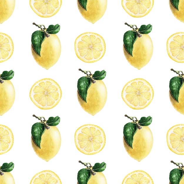 Reticolo senza giunte dell'acquerello con limoni gialli maturi