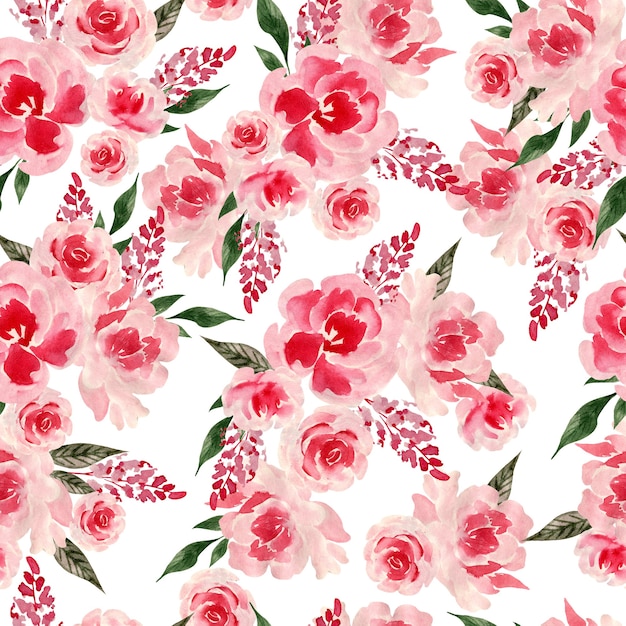 Reticolo senza giunte dell'acquerello con rose e fiori di peonia. Illustrazione