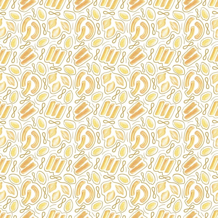 Foto reticolo senza giunte dell'acquerello con vari tipi di pasta italiana