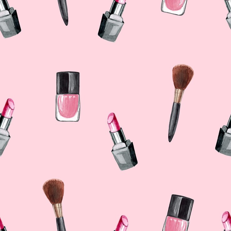 Foto reticolo senza giunte dell'acquerello di cosmetici moda rosa