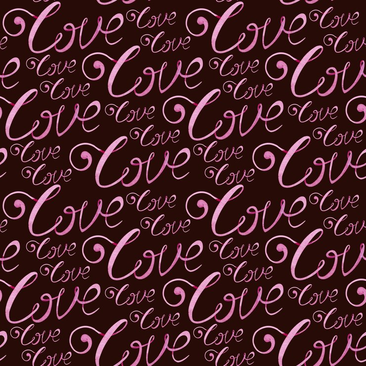 Foto reticolo senza giunte dell'acquerello disegnato a mano con una parola d'amore rosa