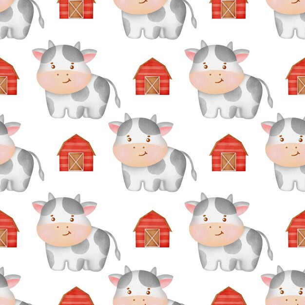 Reticolo senza giunte dell'animale da fattoria dell'acquerello