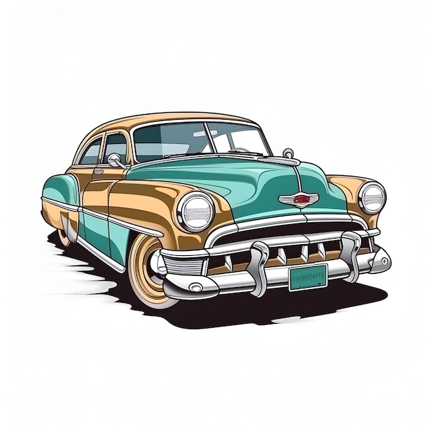 Retro Classic Car Illustration Design generativo ai