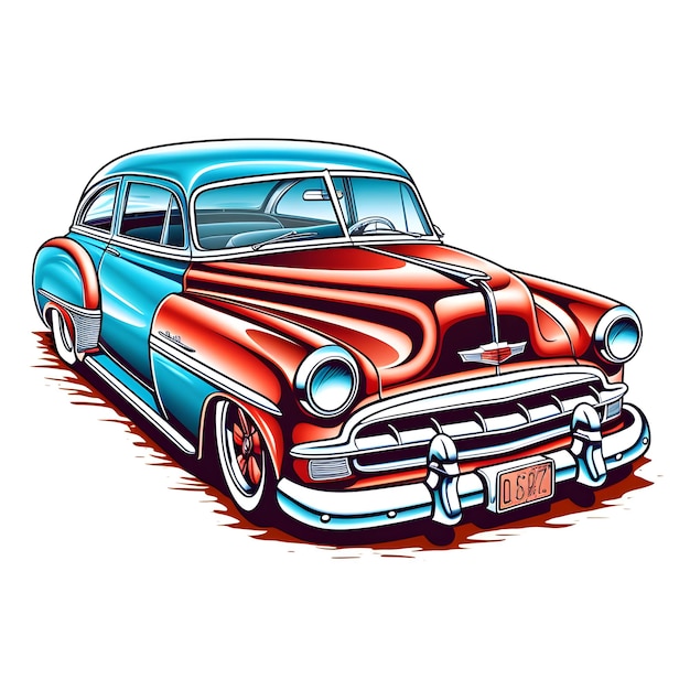 Retro Classic Car Illustration Design generativo ai