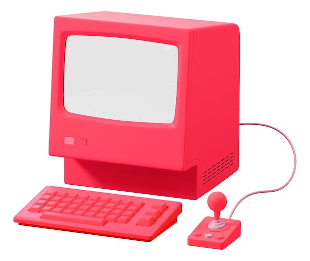 Retro computer png 3D adesivo sfondo trasparente