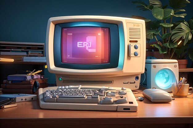 Retro computer sulla disposizione della scrivania