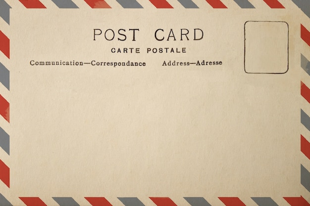 Retro della cartolina vuota di posta aerea.