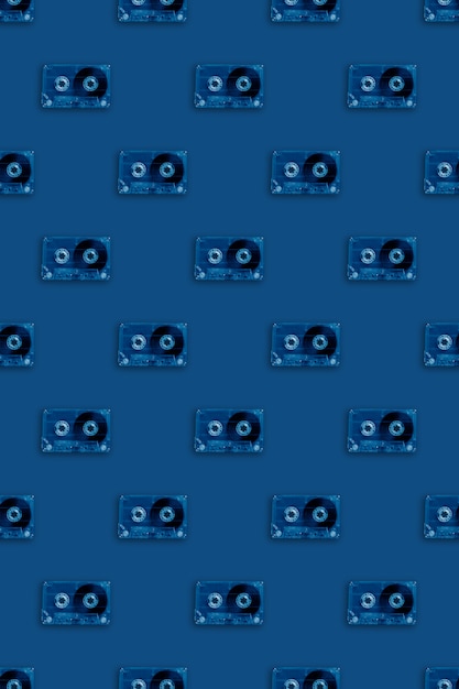 retrò seamless cassette audio trasparente in blu alla moda