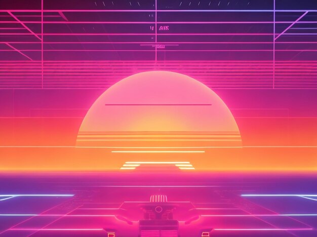 Retro Sun in 80s Style Vaporwave Retrowave Synthwave Vibes