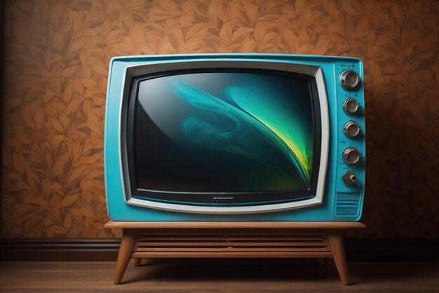 Retro TV sulla parete sfondo generativo ai