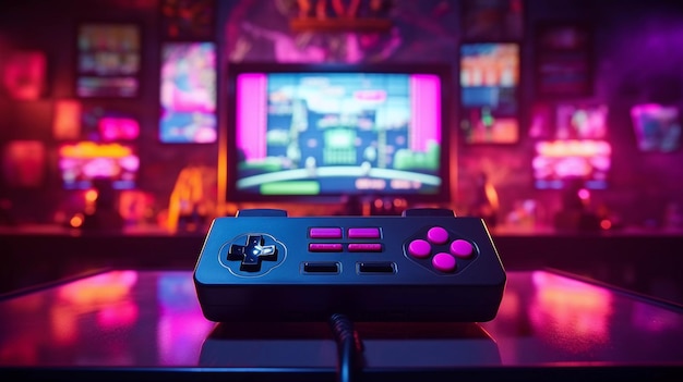 Retro wave gamepad in stile cyberpunk