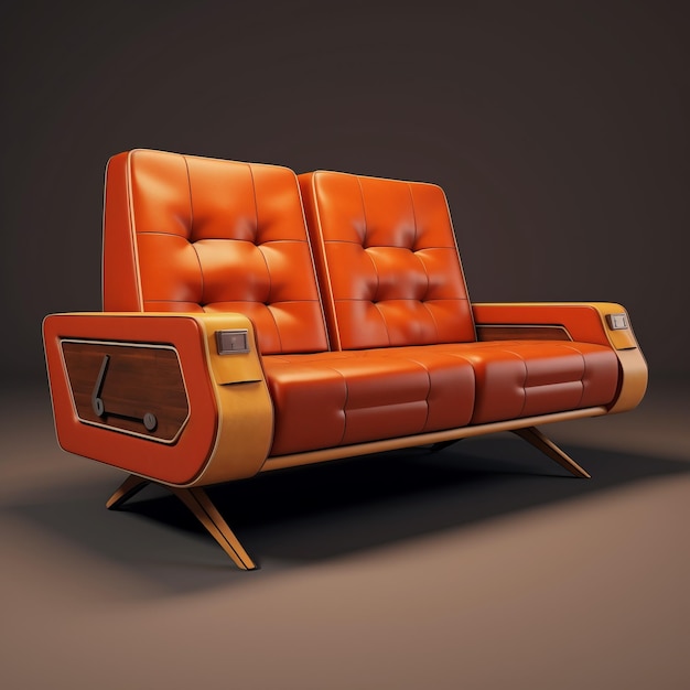 Retrofuturismo degli anni '60, divano recliner ispirato al design del divano di metà secolo