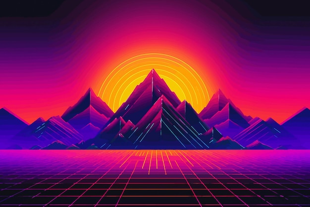 Retrowave Reverie VintageInspired Synthwave Background AI Generato