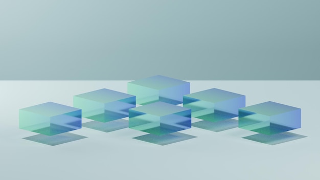 Rettangolo trasparenza vetro podio cubo di cristallo mostra 3D Rendering