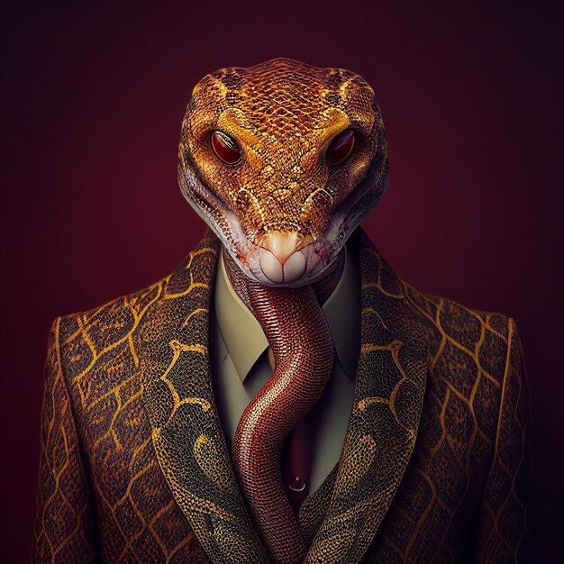 rettile serpente in abito formale elegante e camicia cena indossare ufficio rosso aziendale