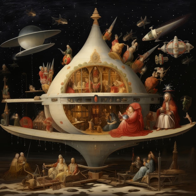 Revelry rinascimentale Un Natale celeste sulla nave spaziale latente dello splendore italiano