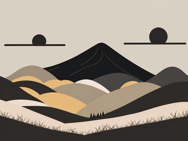 Reverie mattutina Paesaggio di montagne realistiche in stile pastello