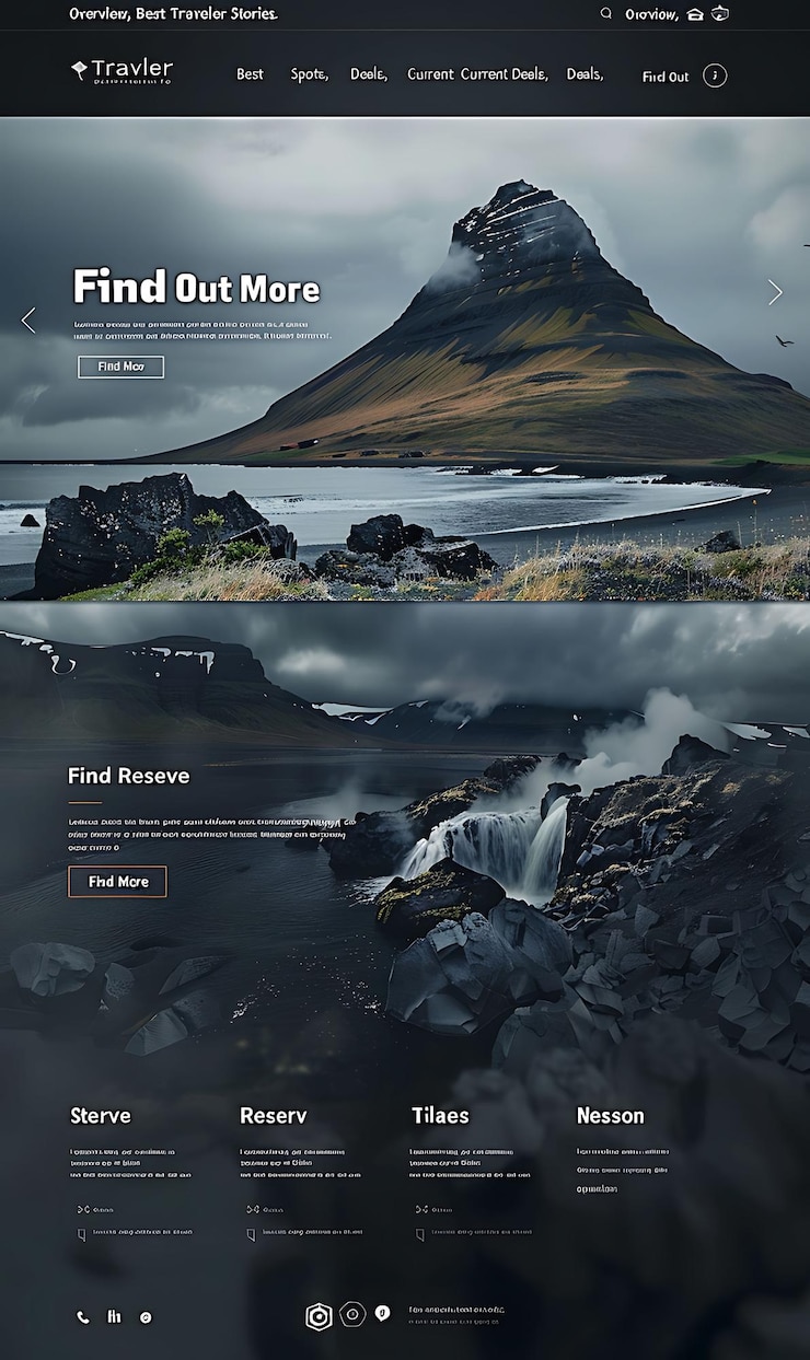 Photo reykjavik tour with animated icons effect minimalist lava bl travel website layout idea designs