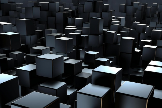 Riassunto di cubi neri sfondo futuristico con cubi