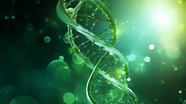 Riassunto sullo sfondo verde del DNA