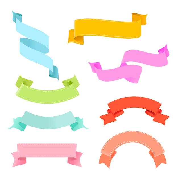 Ribbon Immagine PNG set di clipart per banner decorativi colorati