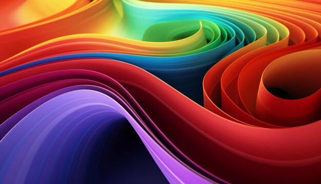 Ribbon o striscia 3D astratto arrotolato strati ondulati di colori dell'arcobaleno