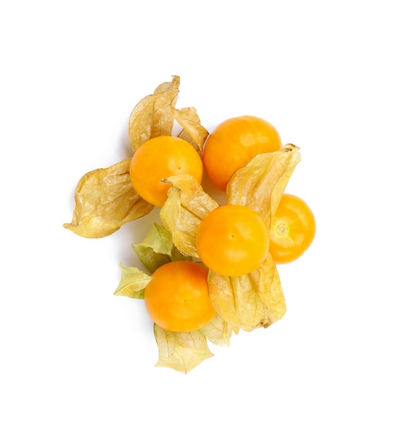 Ribes del capo (physalis) isolato su sfondo bianco