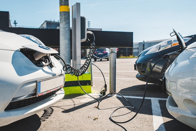 Ricarica auto elettrica presso il parcheggio del centro commerciale aria