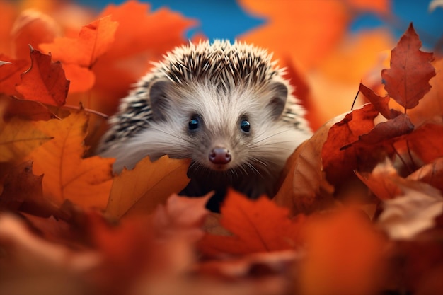 riccio europeo verde selvaggio selvaggio animale orizzontale spinoso autunno foresta natura mammifero carino