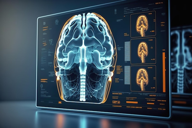 Ricerca medica del cervello umano Illustrazione dell'IA generativa