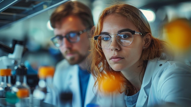 Ricercatori della sanità concentrati che lavorano in un ambiente di laboratorio moderno