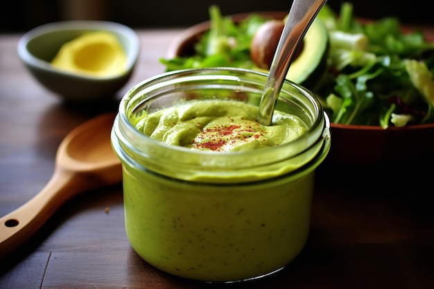 Ricetta del condimento per l'insalata con condimento all'avocado
