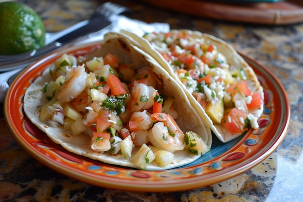 Ricetta di tacos piccanti di gamberi e gambe di granchio con salsa di ananas