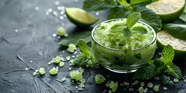 Ricetta DIY di scrub dello zucchero di menta con olio vegetale e olio essenziale di menta Concept Beauty DIY Skincare Homemade Natural