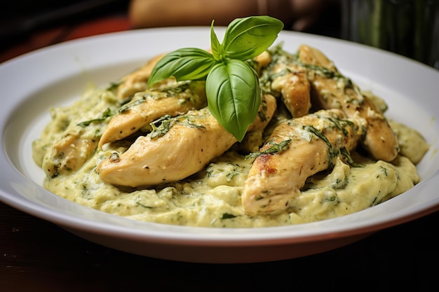 Ricetta italiana di pollo al pesto cremoso Cibo e cucina italiana