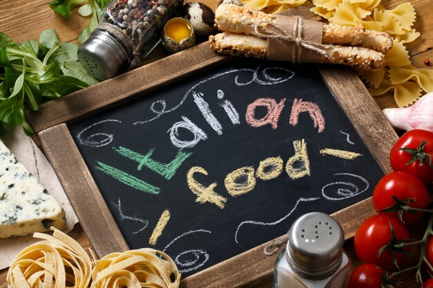 Ricetta italiana su legno rustico