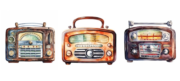 ricevitore radio musica retro ai generato intrattenimento vintage nostalgia sintonizzazione suono trasmissione musica ricevitore radio retro illustrazione acquerello