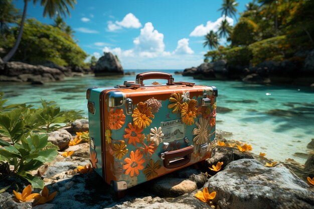 ricordi estivi nel concetto di viaggio in valigia