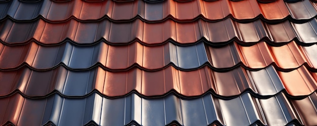 Ricostruzione della casa da vicino con il nuovo banner panoramico sul tetto in tegole rosse Ai generativo