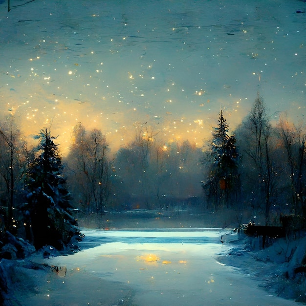 Riflessi di neve e luci fredde