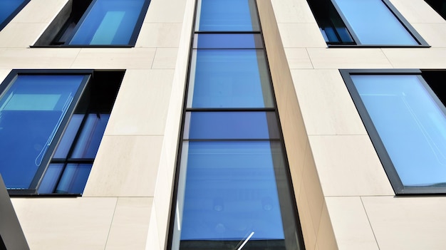 Riflessione astratta delle facciate in vetro della città moderna Dettaglio della superficie in vetro dell'edificio di uffici moderno