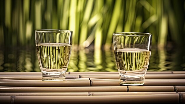 riflessione dell'acqua di bambù