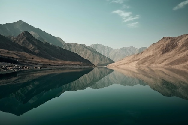 Riflessione delle montagne nell'acqua AI Generato