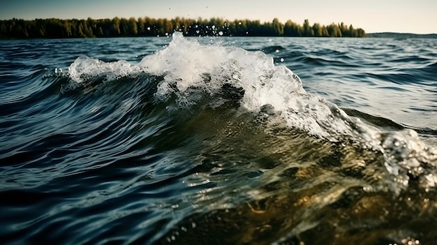 Riflessioni serene Una bella immagine di acque increspate e onde impennate in un lago turbolento