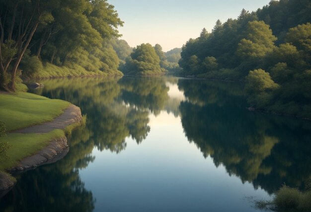 riflesso degli alberi nel lago di montagna