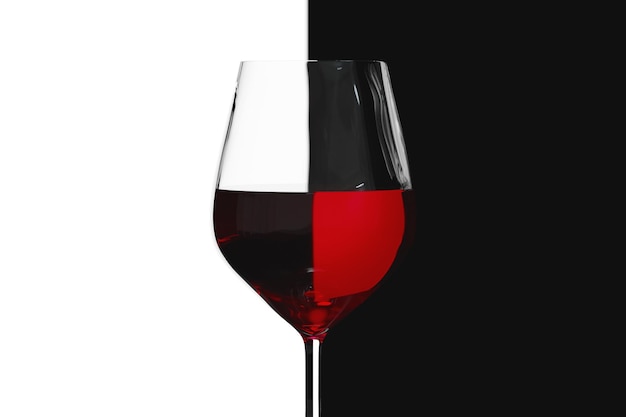 Rifrazione della luce del bicchiere di vino rosso