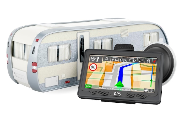 Rimorchio camper con ricevitore GPS rendering 3D