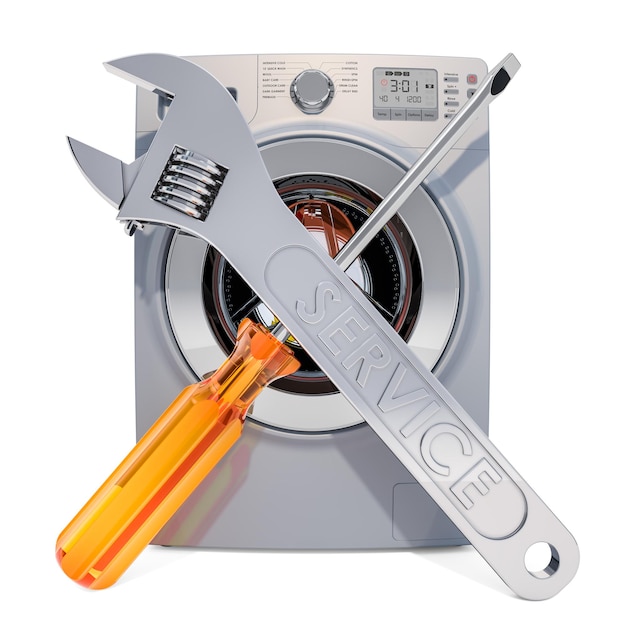 Riparazione e assistenza del concetto di lavatrice 3D rendering