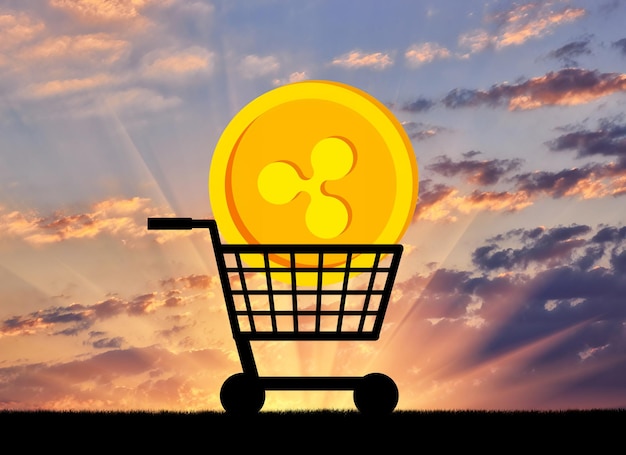 Ripple si trova nel carrello della spesa. Il concetto di acquisto e vendita di criptovaluta